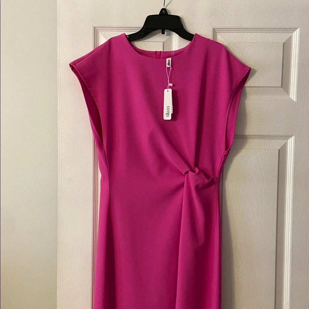 Glam Vibrant Pink Midi /Maxi Dress size L length 50” bust 32” brand new - Picture 2 of 8